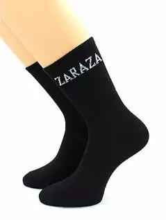 Женские носки с надписью "Zaraza" черного цвета Hobby Line RTнус80159-51-02